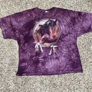 🔥🐴 VINTAGE  Mauve Tie-Dye Huge Horse Graphics - Delta Tag t-shirt - PERFECT!!!